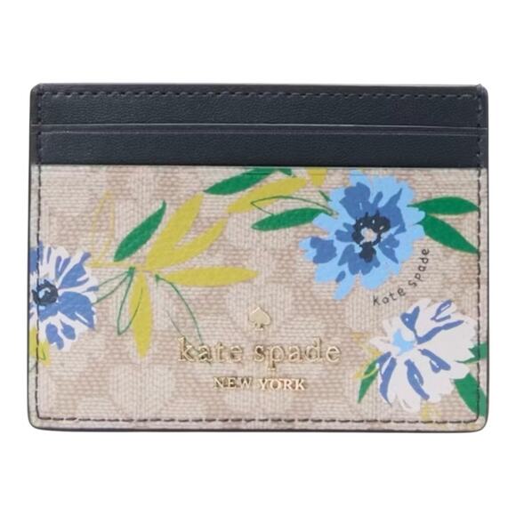 Kate Spade Spade Flower Slim Cardholder Wallet Blazer Blue Floral NWT $89 - Picture 5 of 5